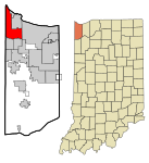 Lake County Indiana Incorporated and Unincorporated areas Hammond Highlighted